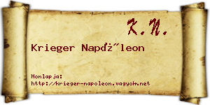 Krieger Napóleon névjegykártya